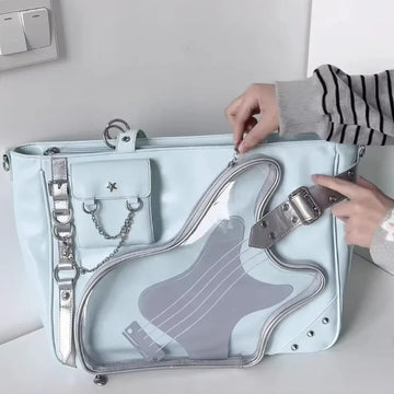 Qfdian All Match Y2k Zipper Pockets Ita Bag Japanese Transparent Vintage Chain Shoulder Underarm Handbags Trendy Women Casual Tote Bags
